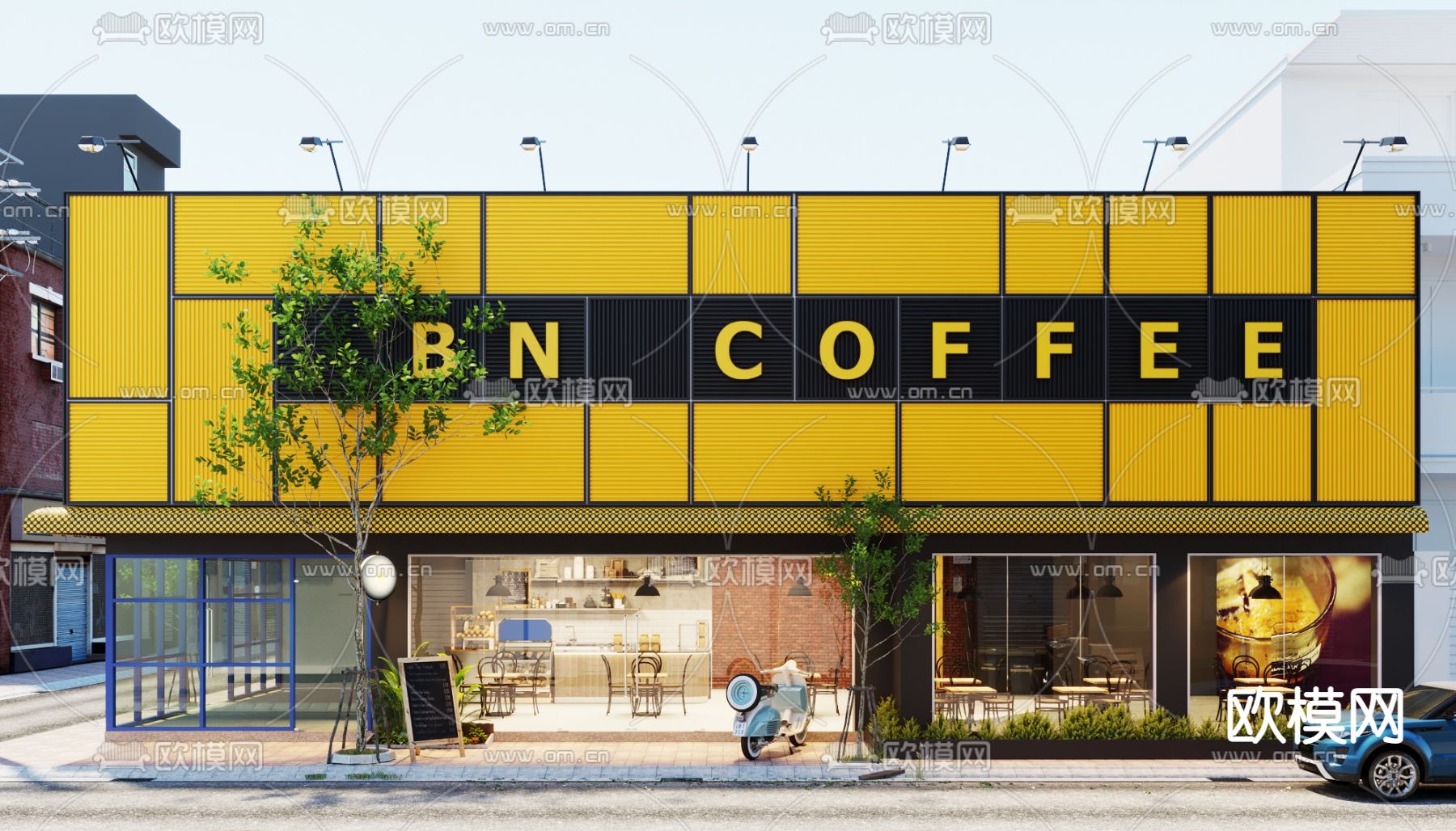 现代咖啡店门面3d模型