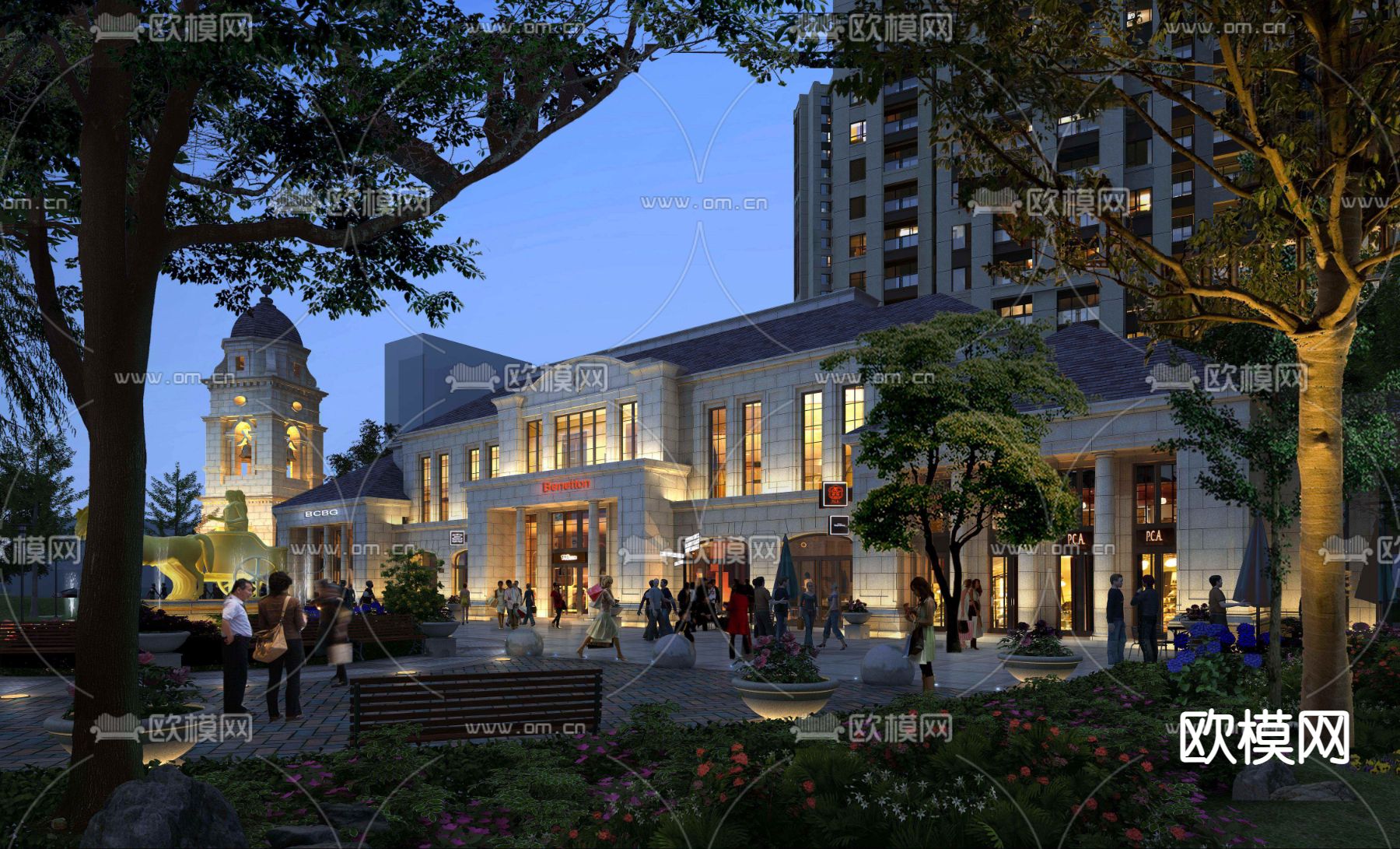 简欧售楼处建筑外观3d模型
