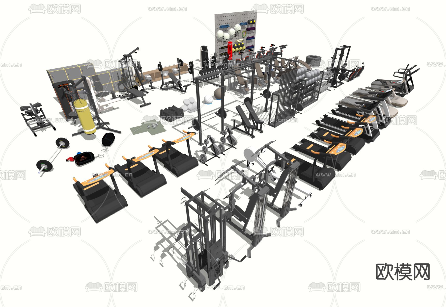 现代健身器材su模型下载（渲染图3）