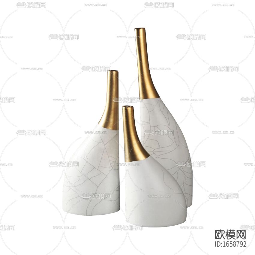 现代轻奢裂纹镀金陶瓷花瓶