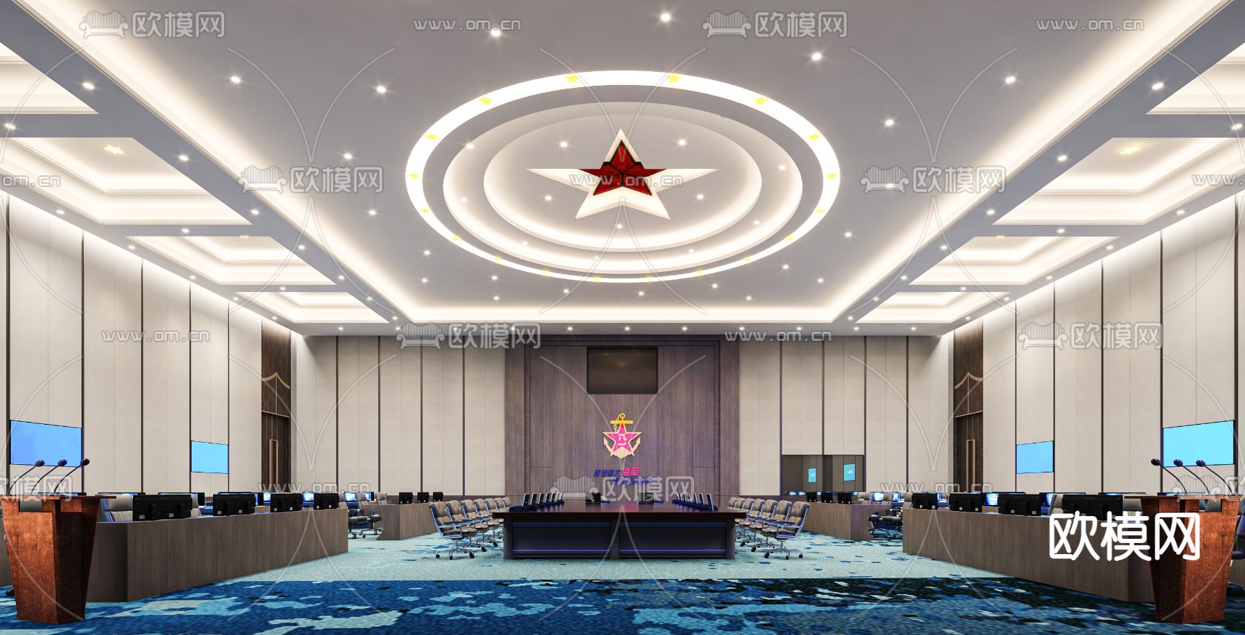 现代镇府报告厅3d模型
