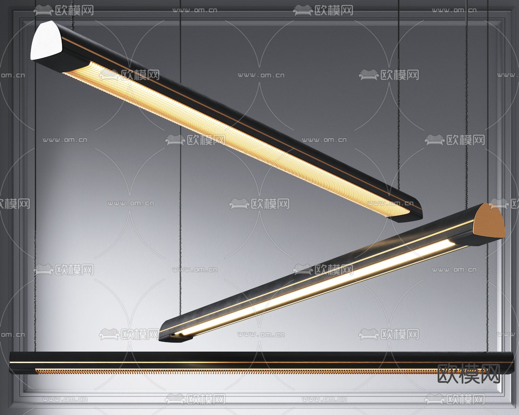 现代办公条形吊灯3d模型