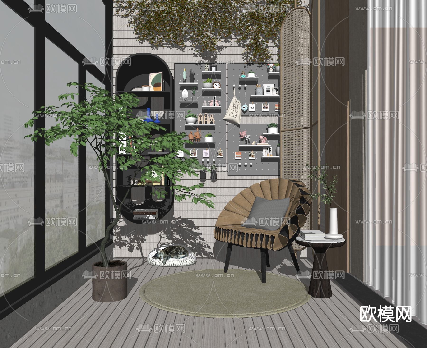 现代布艺休闲椅su模型下载