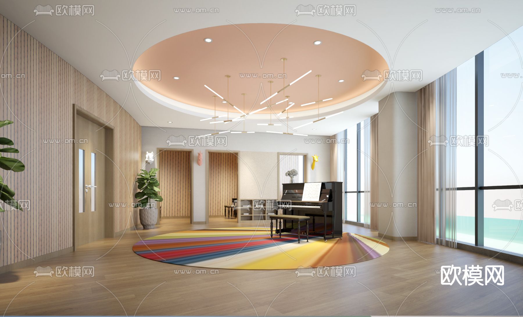 现代舞蹈室免费3d模型下载（渲染图1）