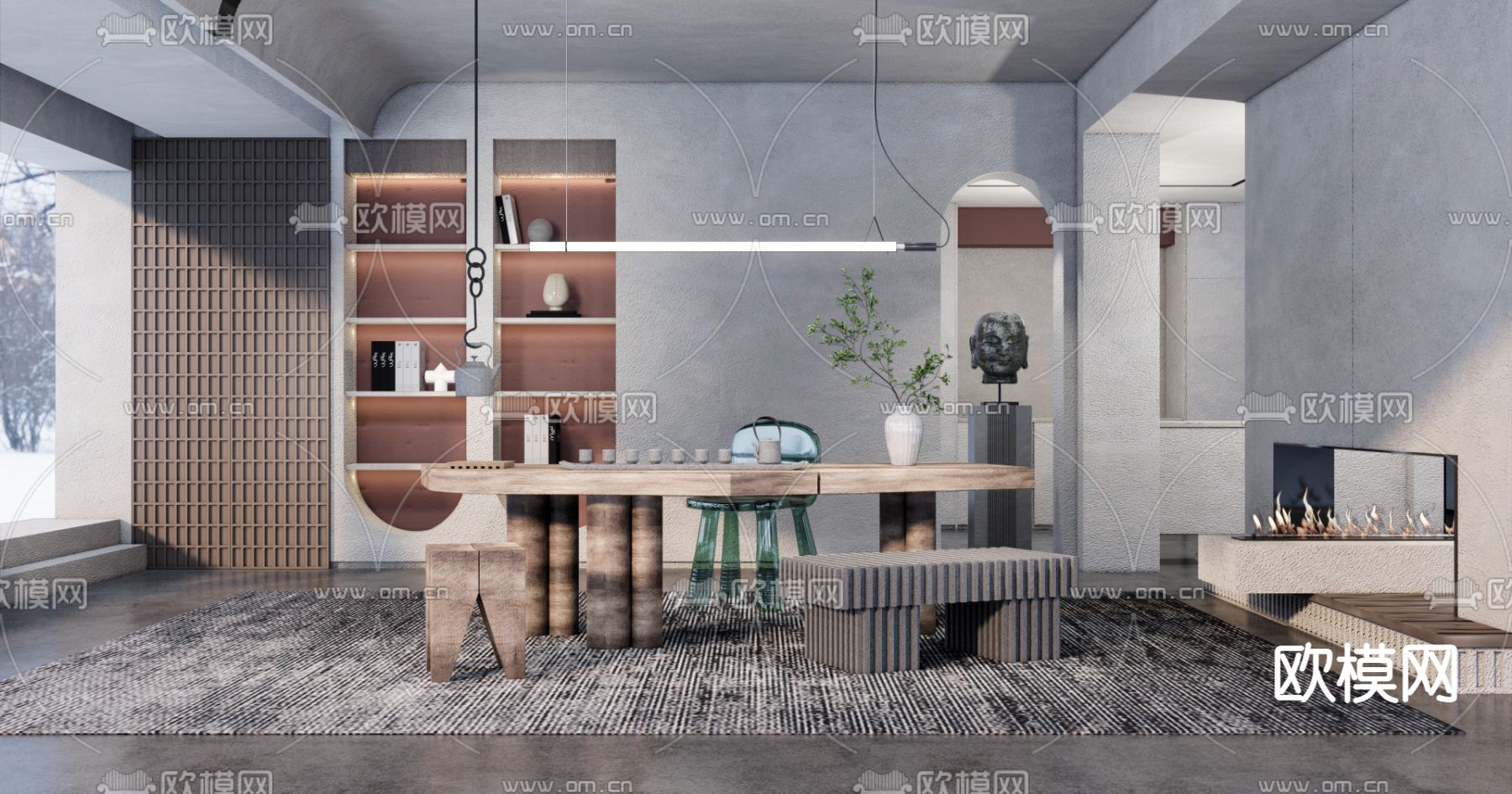 侘寂茶室su模型下载（渲染图1）