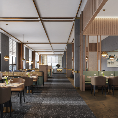 vr新中式自助餐厅3d模型id:11307945对比下载vr现代酒店自助餐厅3d