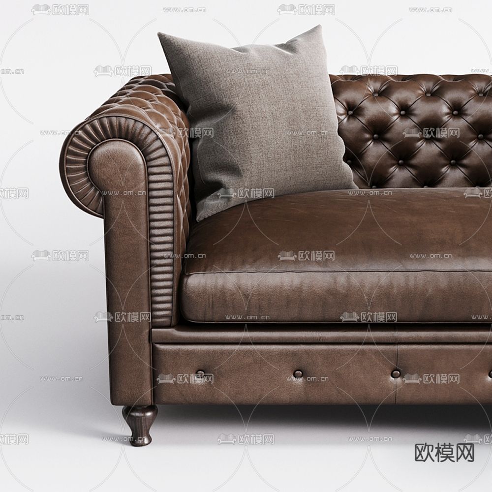 欧式皮革转角沙发3d模型下载（渲染图3）