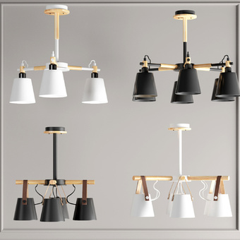 北欧实木吊灯3d模型