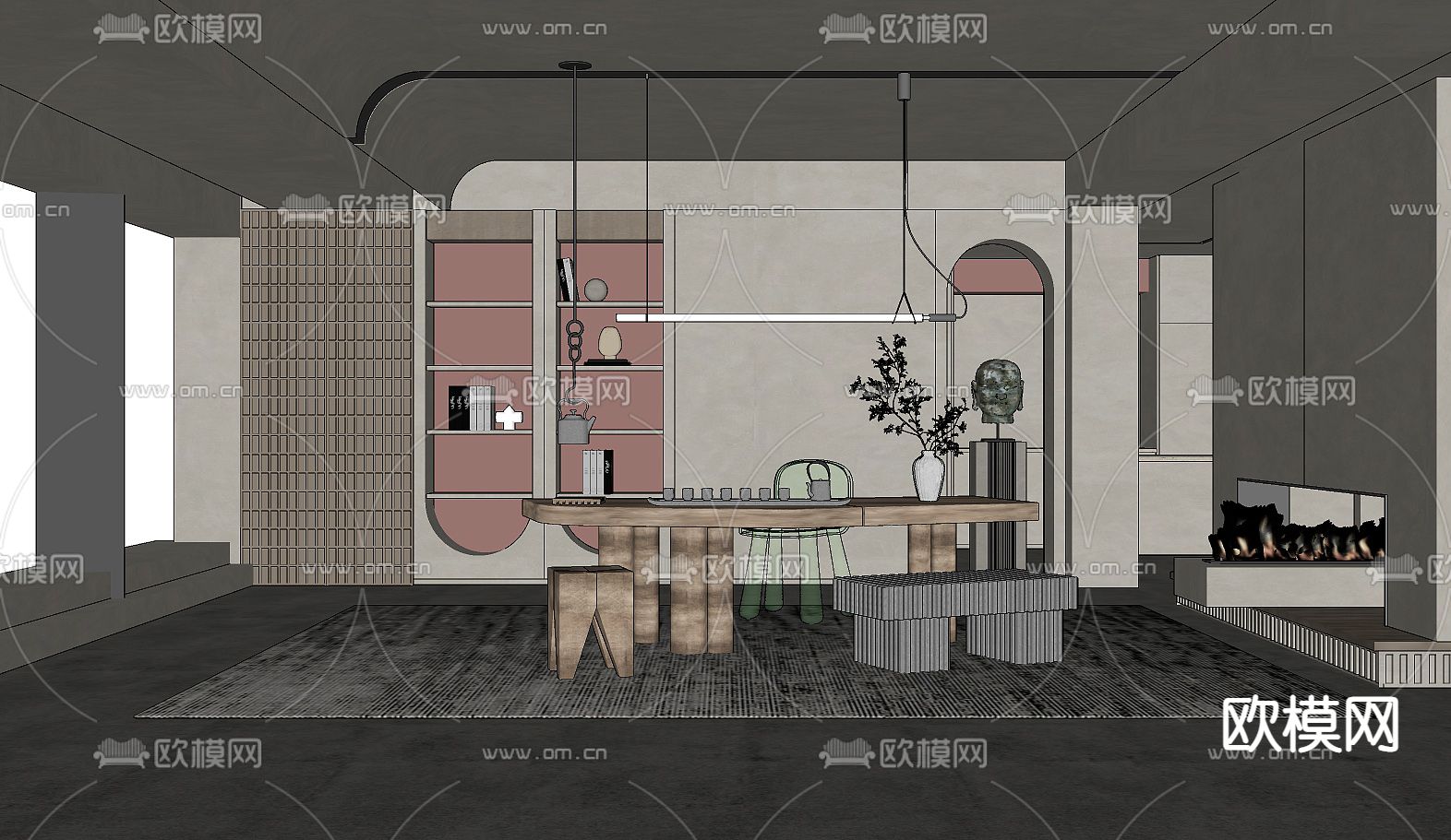 侘寂茶室su模型下载（渲染图2）