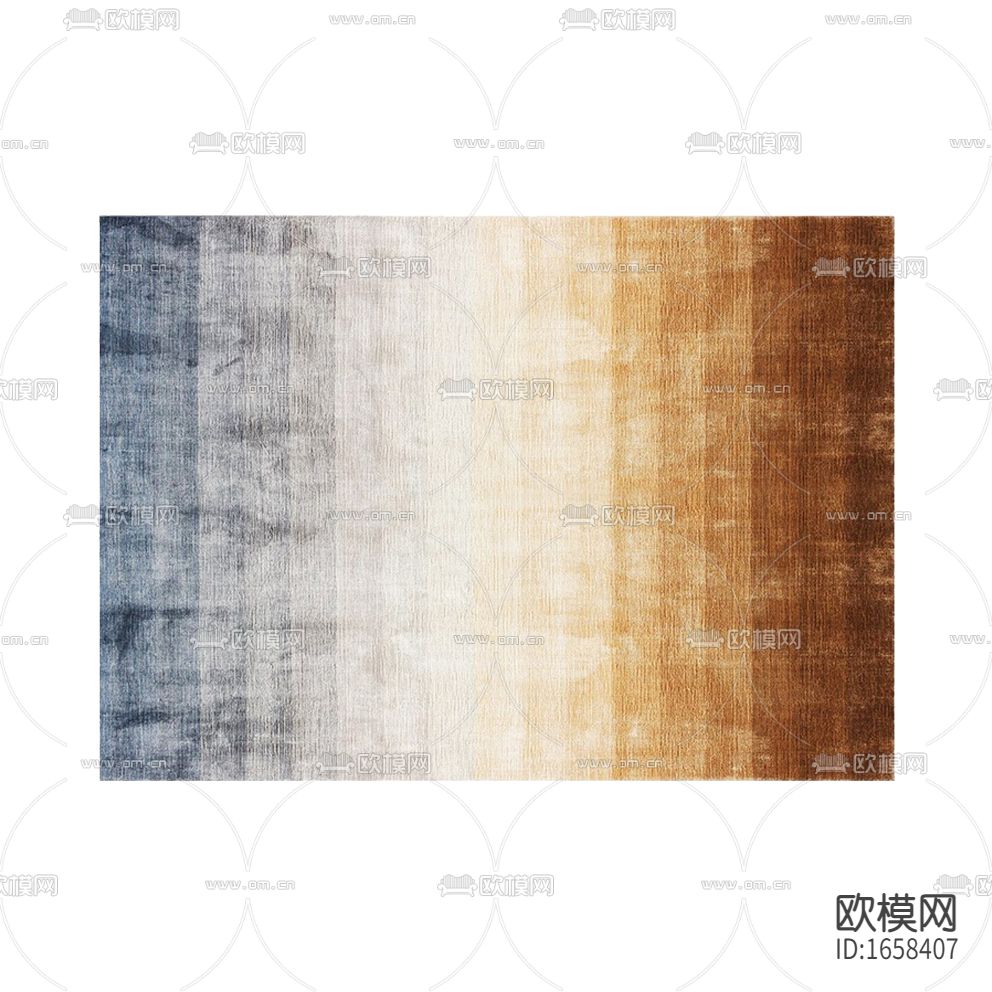 现代简约蓝橙渐变色布艺地毯下载