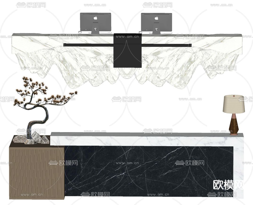 现代轻奢前台su模型下载