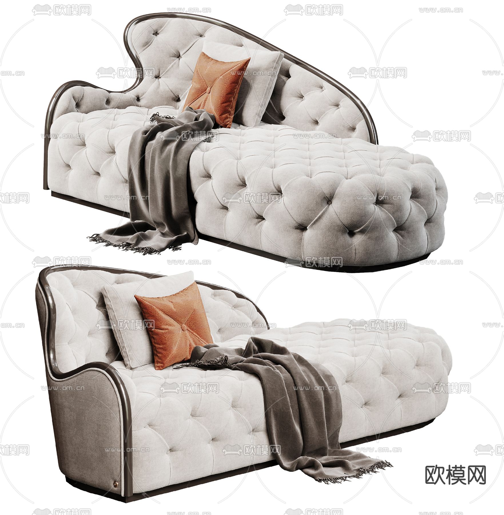 简欧布艺贵妃椅3d模型
