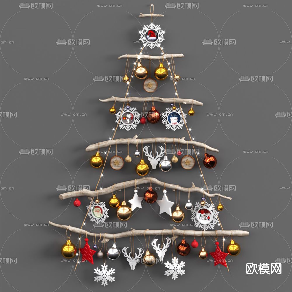 现代圣诞挂件免费3d模型下载