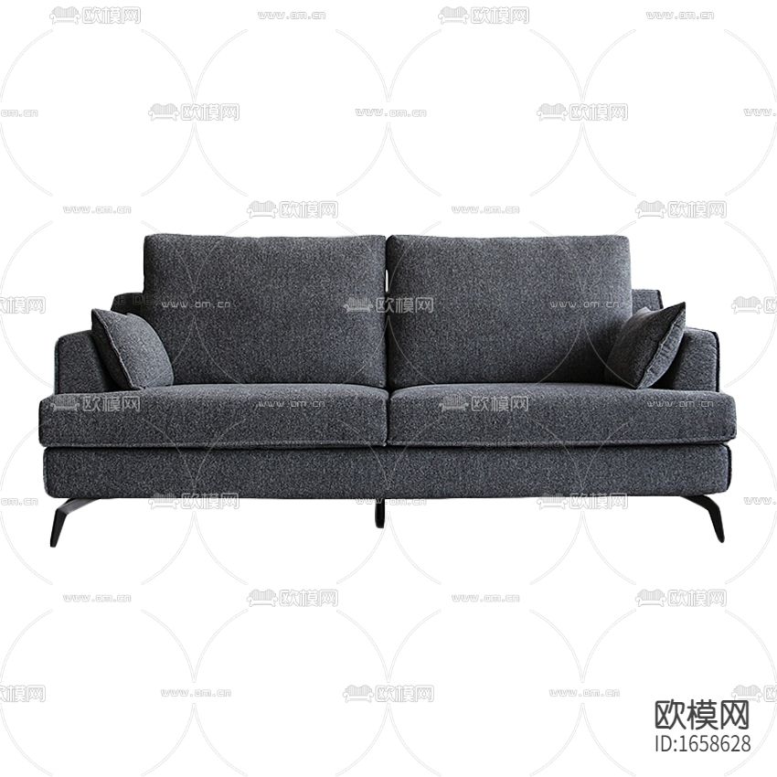 现代简约深灰色布艺双人沙发