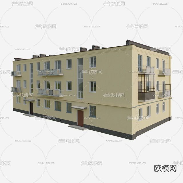 现代居民楼建筑构件免费3d模型