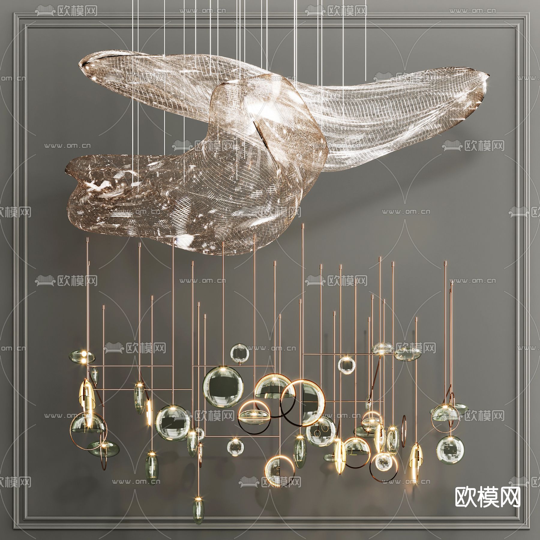 现代轻奢艺术装饰吊灯3d模型
