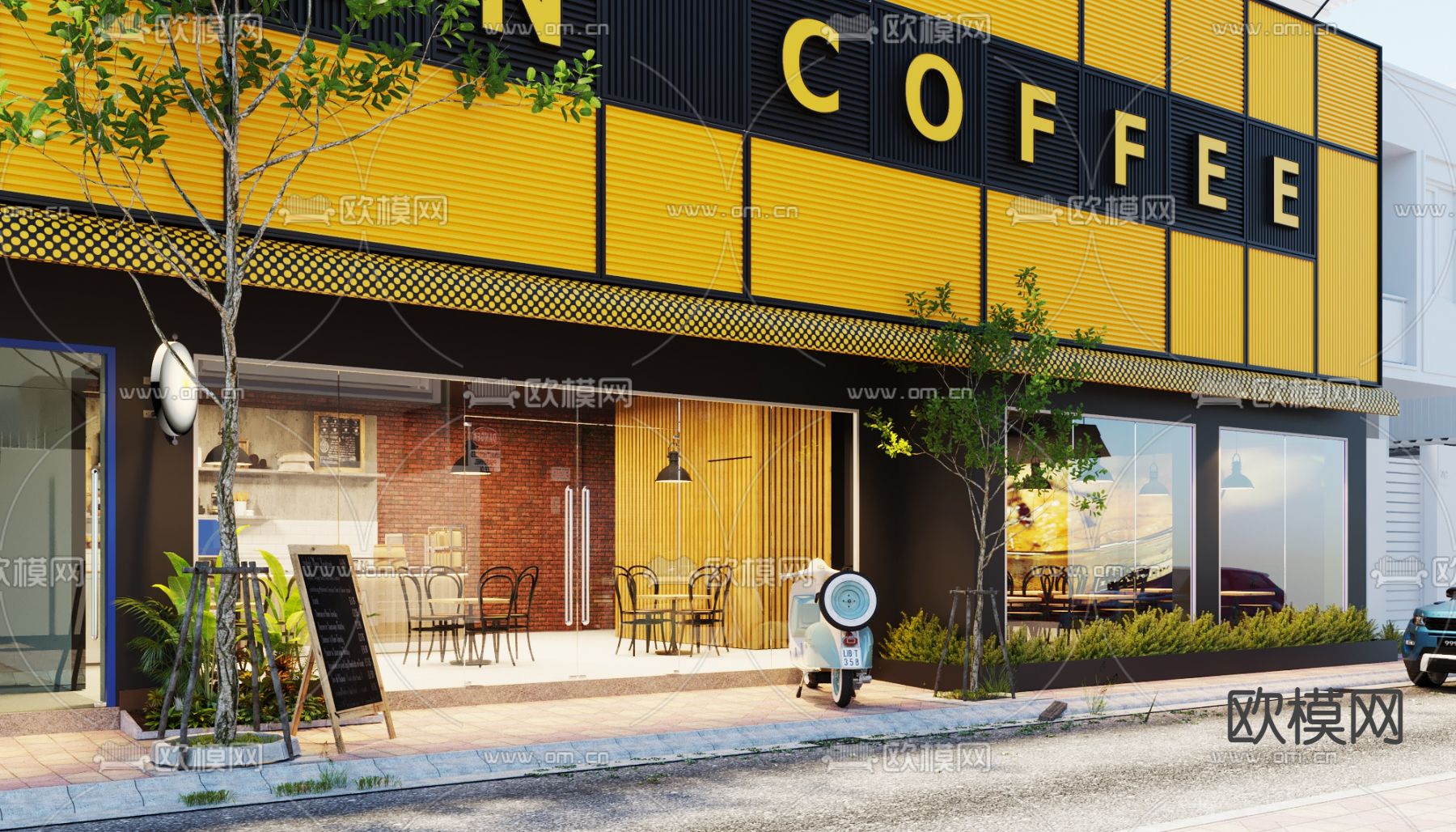 现代咖啡店门面3d模型