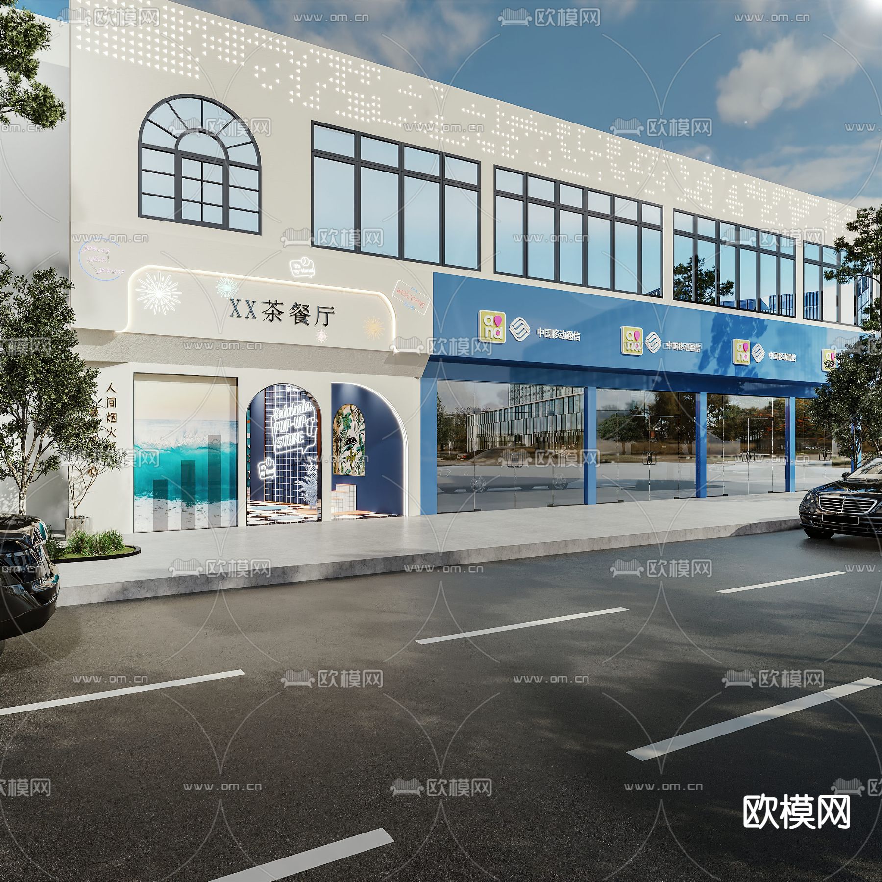 现代网红茶餐厅过道3d模型下载（渲染图3）