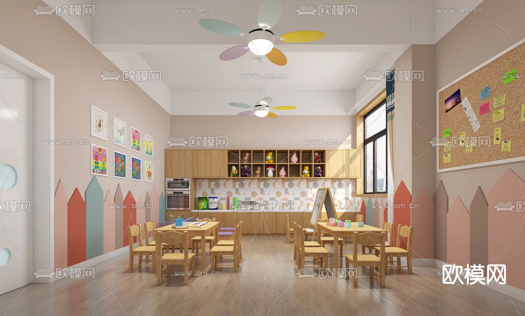现代幼儿园教室3d模型