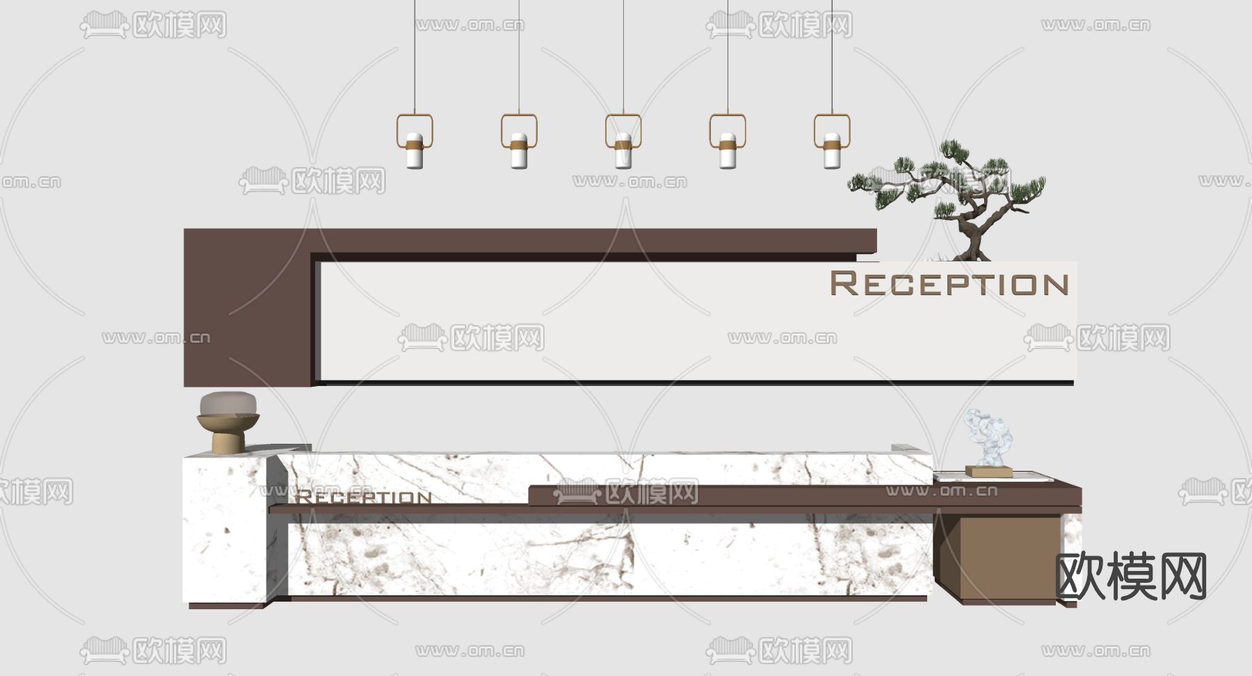 现代大理石接待台su模型下载（渲染图1）