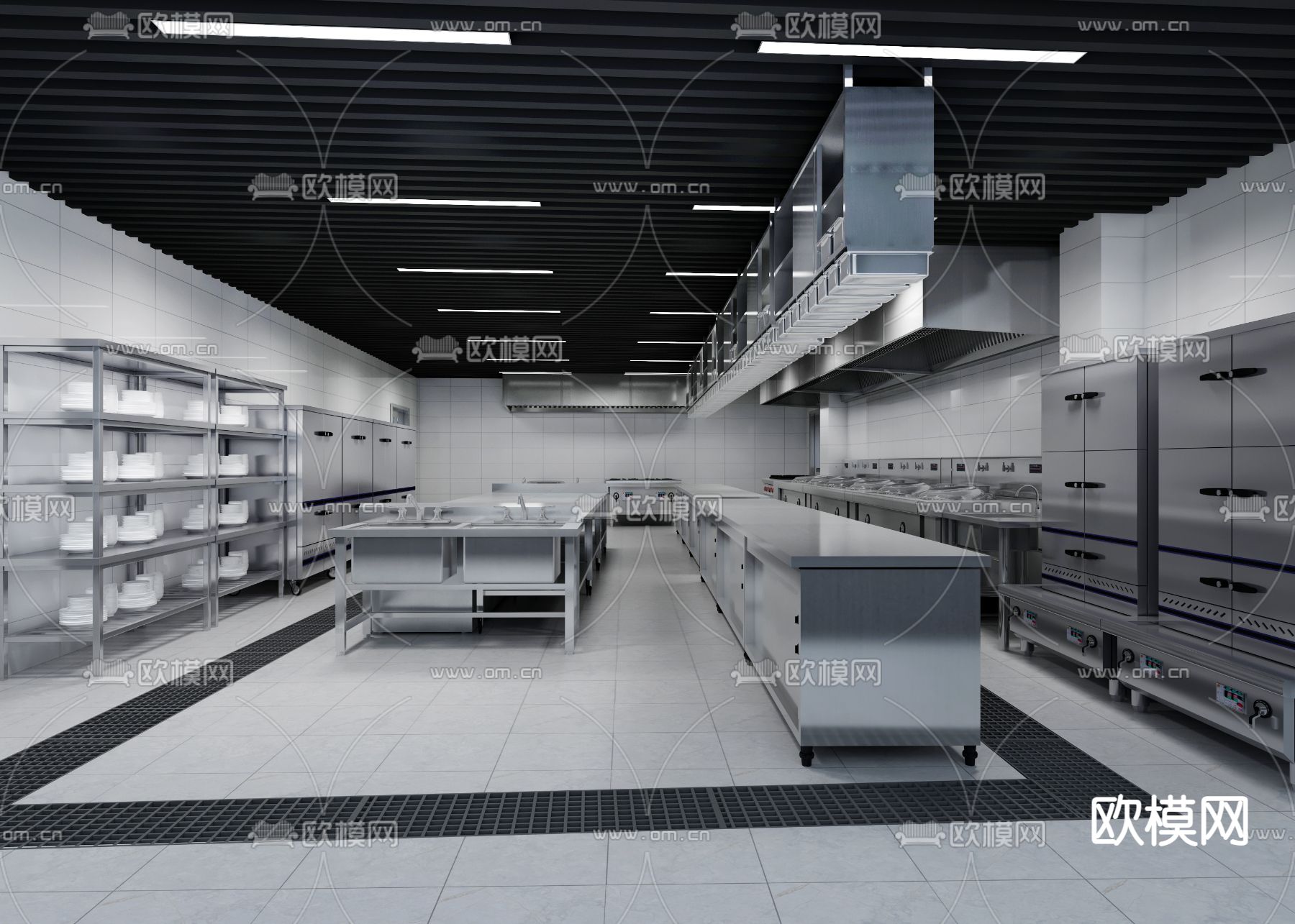 现代中央厨房3d模型下载