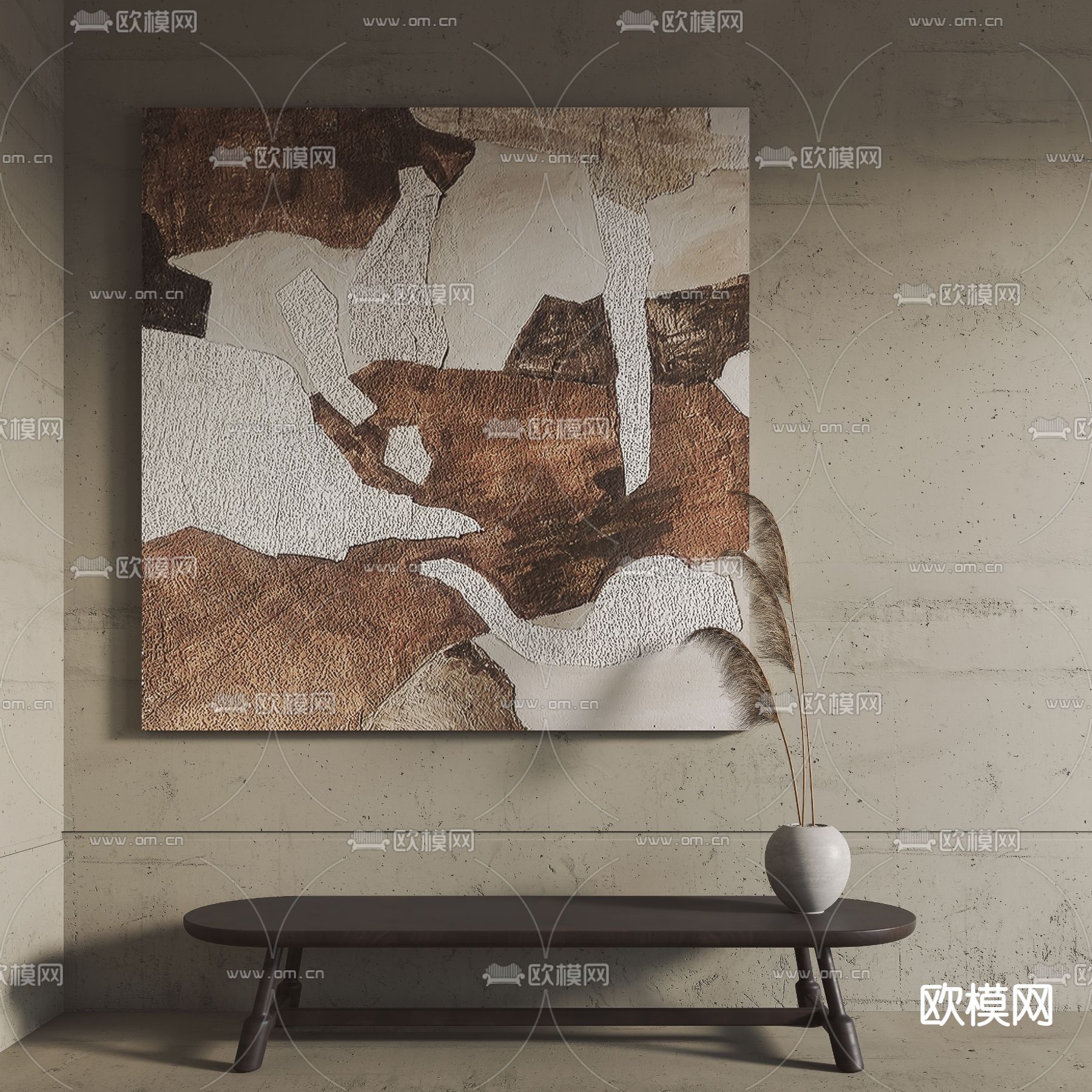 侘寂风抽象装饰画3d模型下载_ID11341529_3dmax免费模型-欧模网