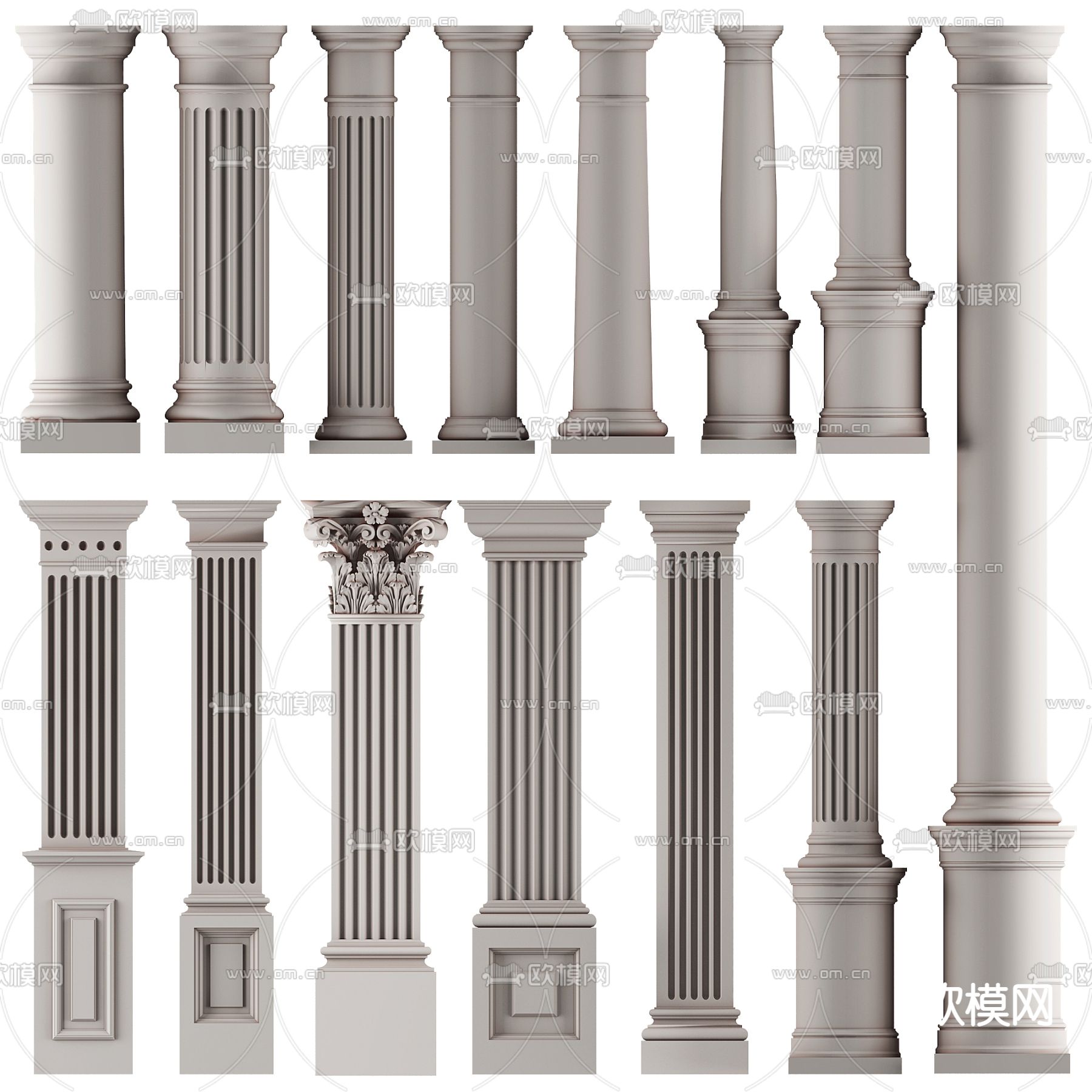 罗马柱造型效果图大全,室外罗马柱装修效果图_大山谷图库