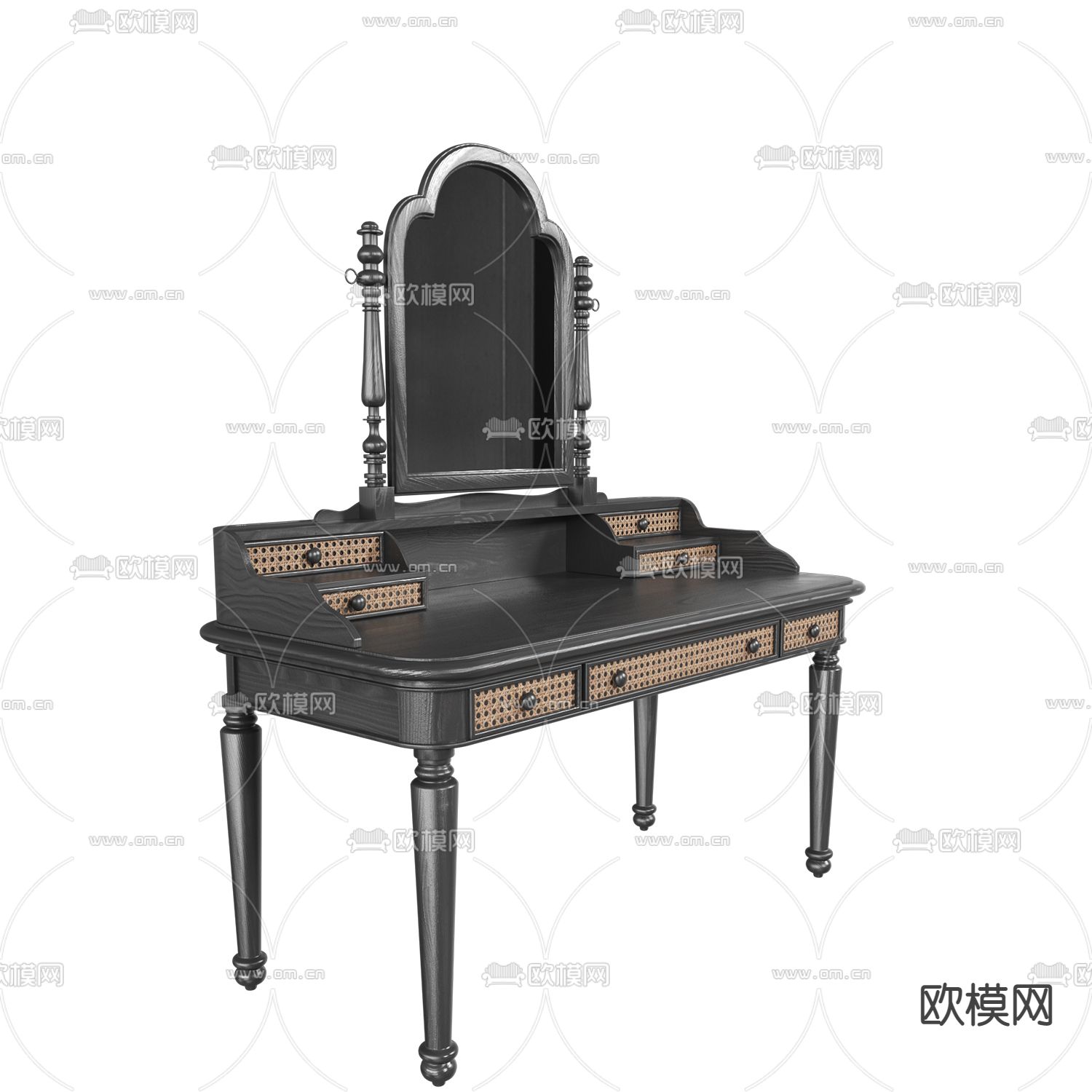 欧式轻奢梳妆台免费3d模型下载