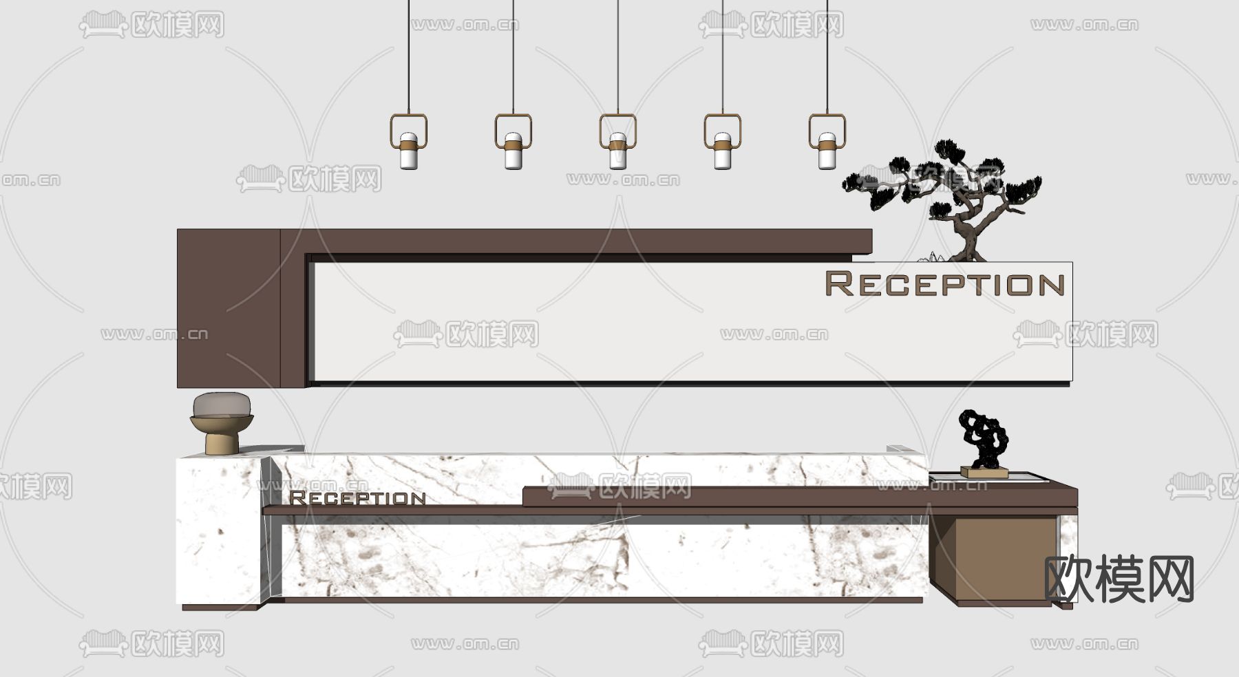 现代大理石接待台su模型下载（渲染图2）