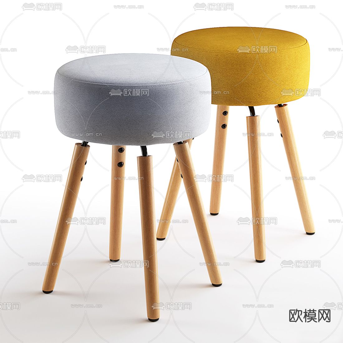 北欧布艺凳子3d模型下载（渲染图1）