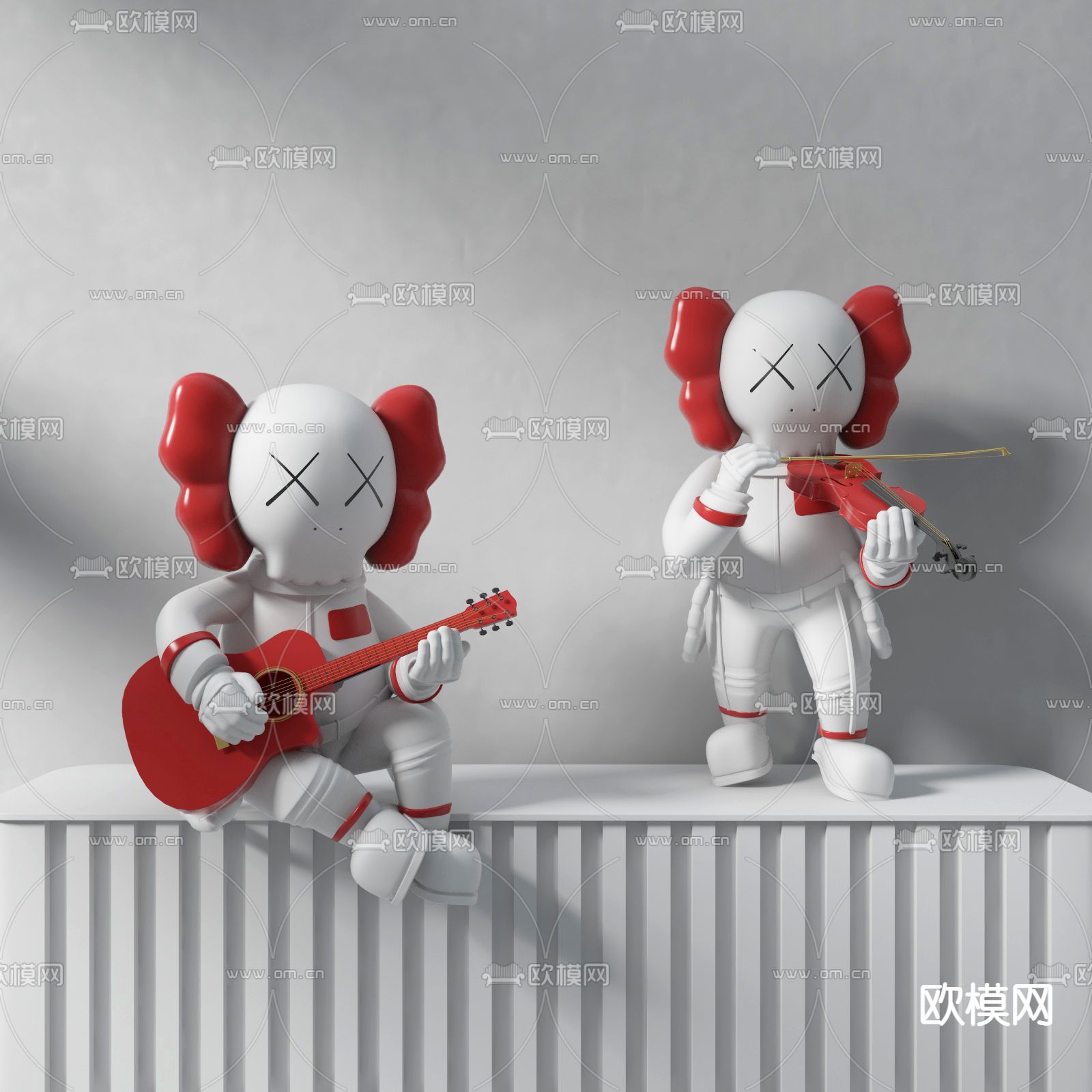 现代kaws玩偶摆件3d模型下载