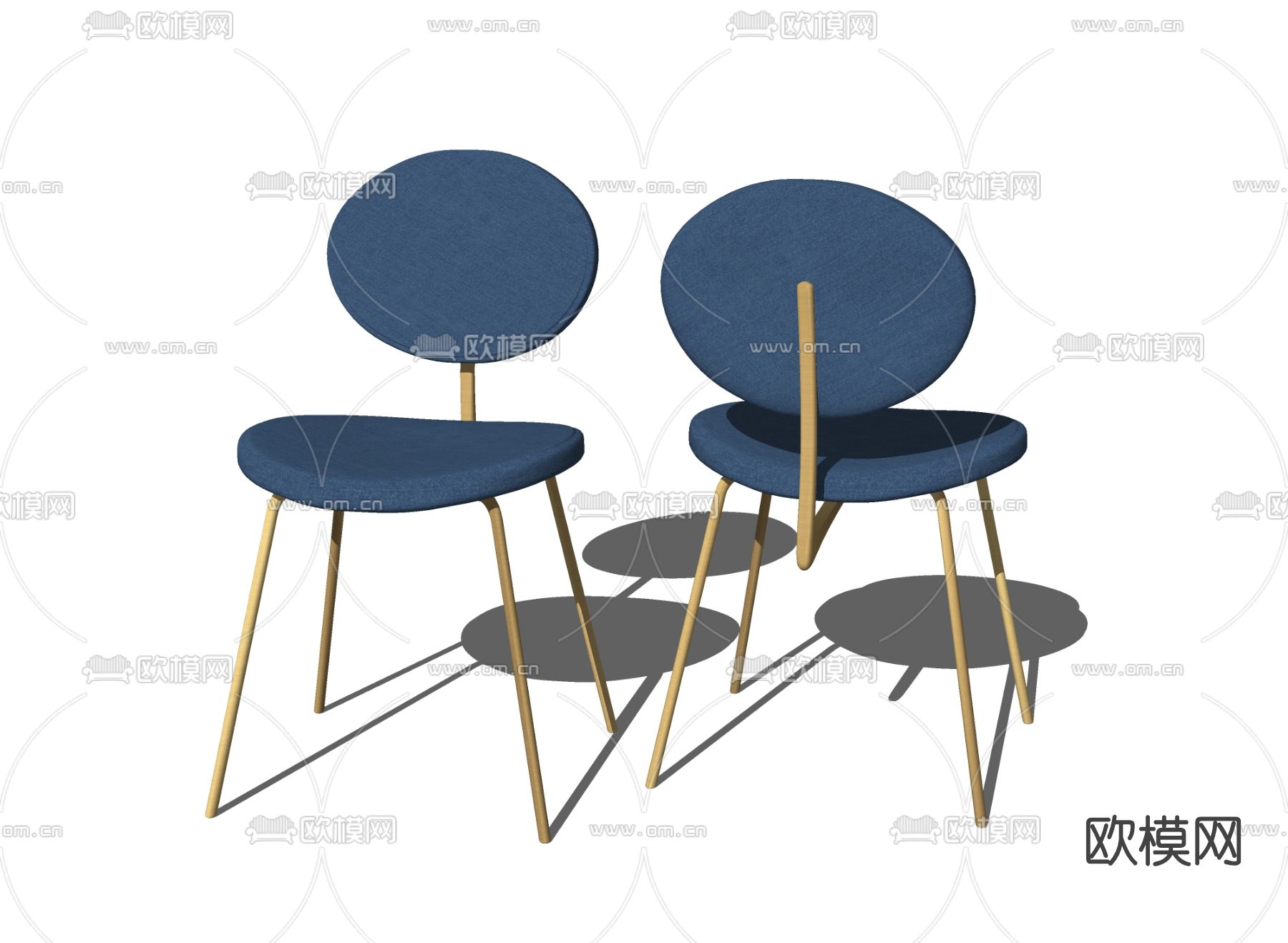 现代布艺餐椅单椅su模型下载（渲染图2）