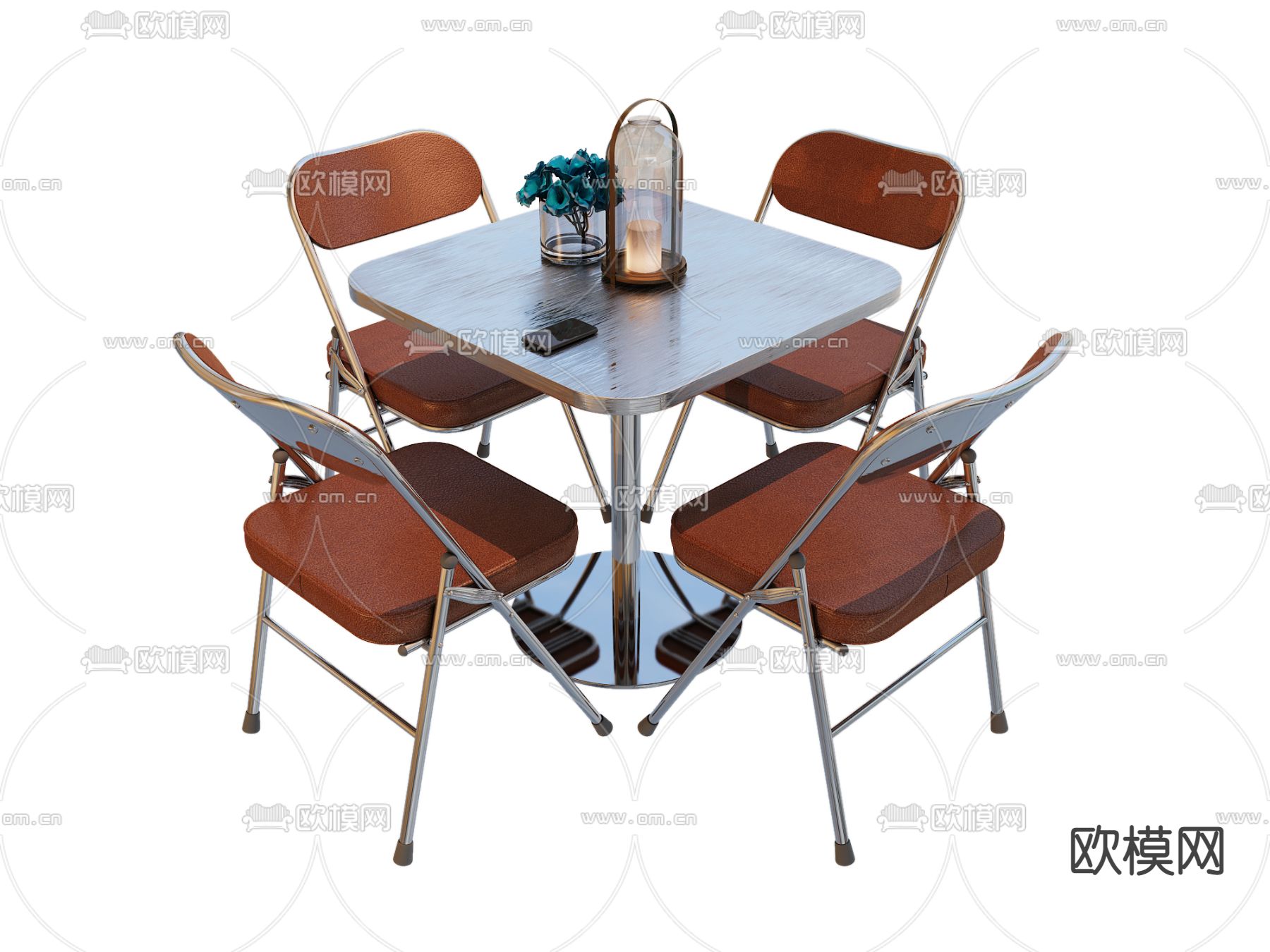 工业风休闲桌椅3d模型下载（渲染图1）
