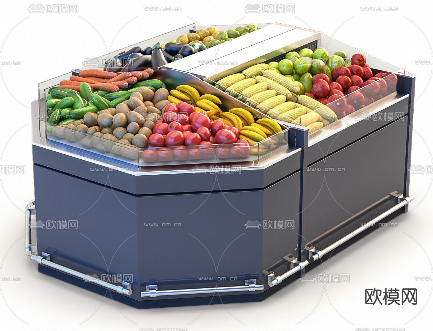 现代水果蔬菜货架3d模型