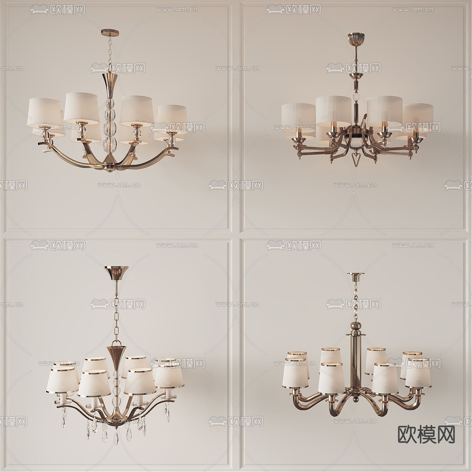 美式轻奢烛台吊灯3d模型下载