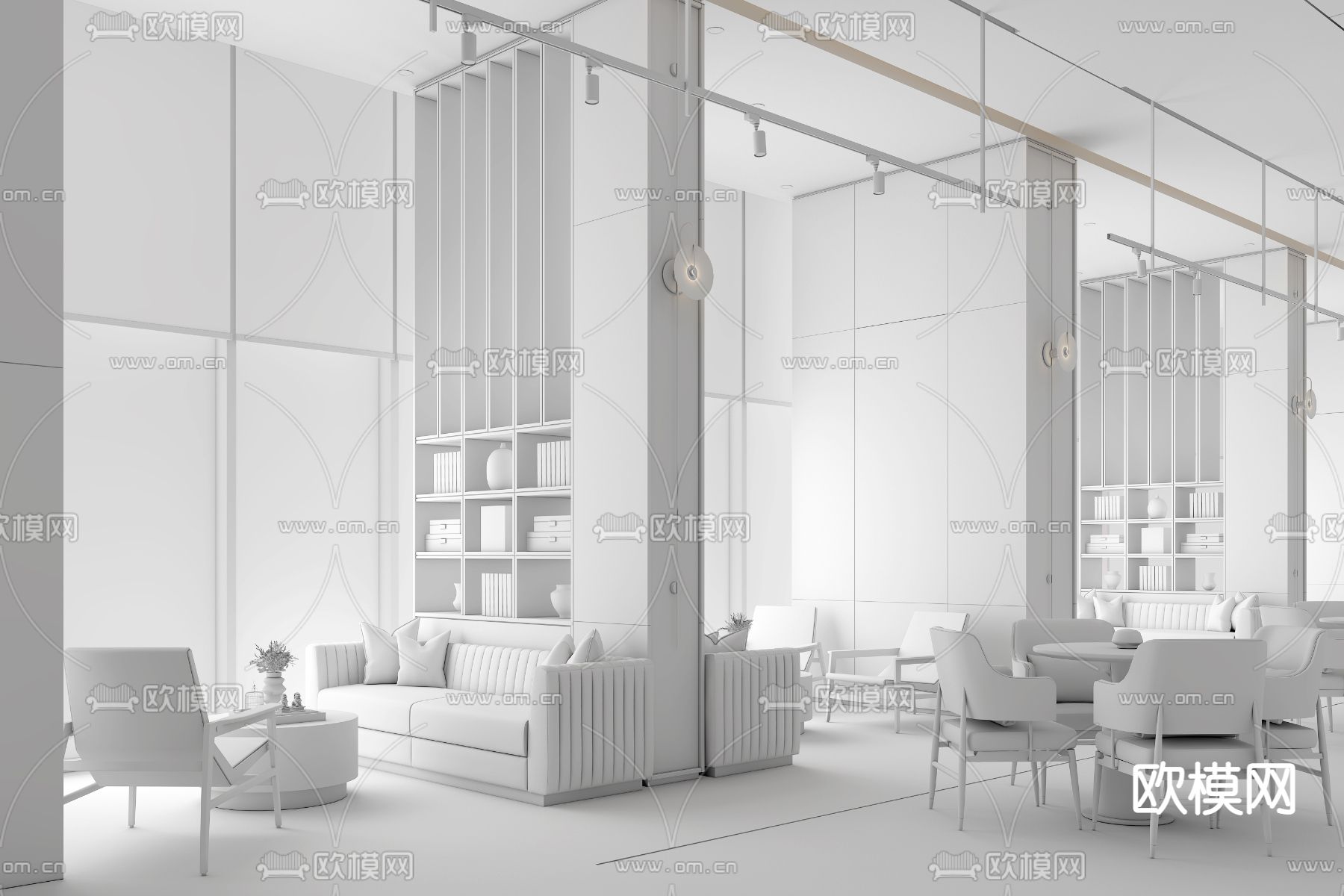 IDAD久度设计 西安力高荣华君樾售楼处3d模型下载（渲染图2）