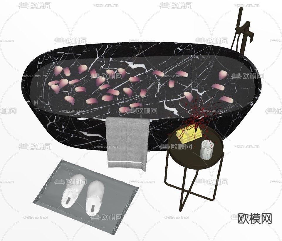 现代轻奢浴缸su模型下载（渲染图2）