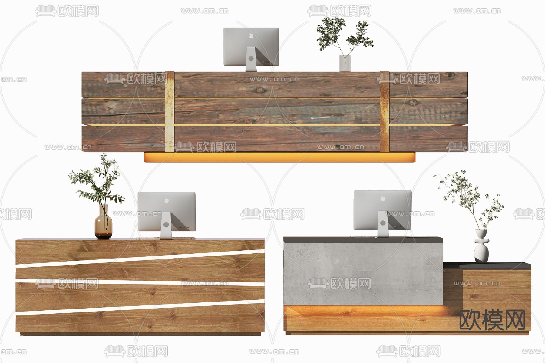 自然风接待台前台3d模型下载