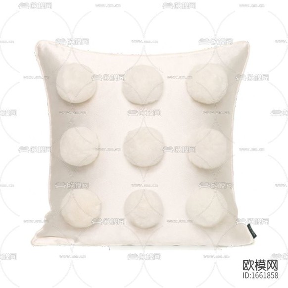 現(xiàn)代簡約白色真絲絨球抱枕下載