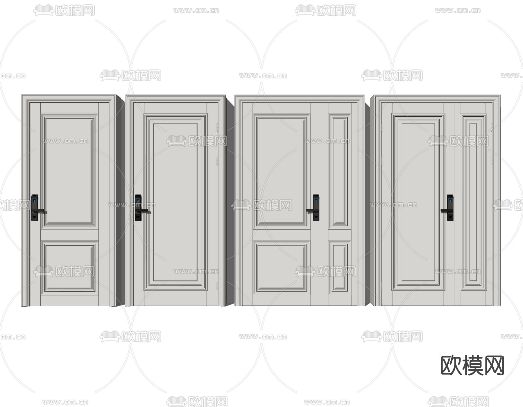 现代子母门密码门su模型下载