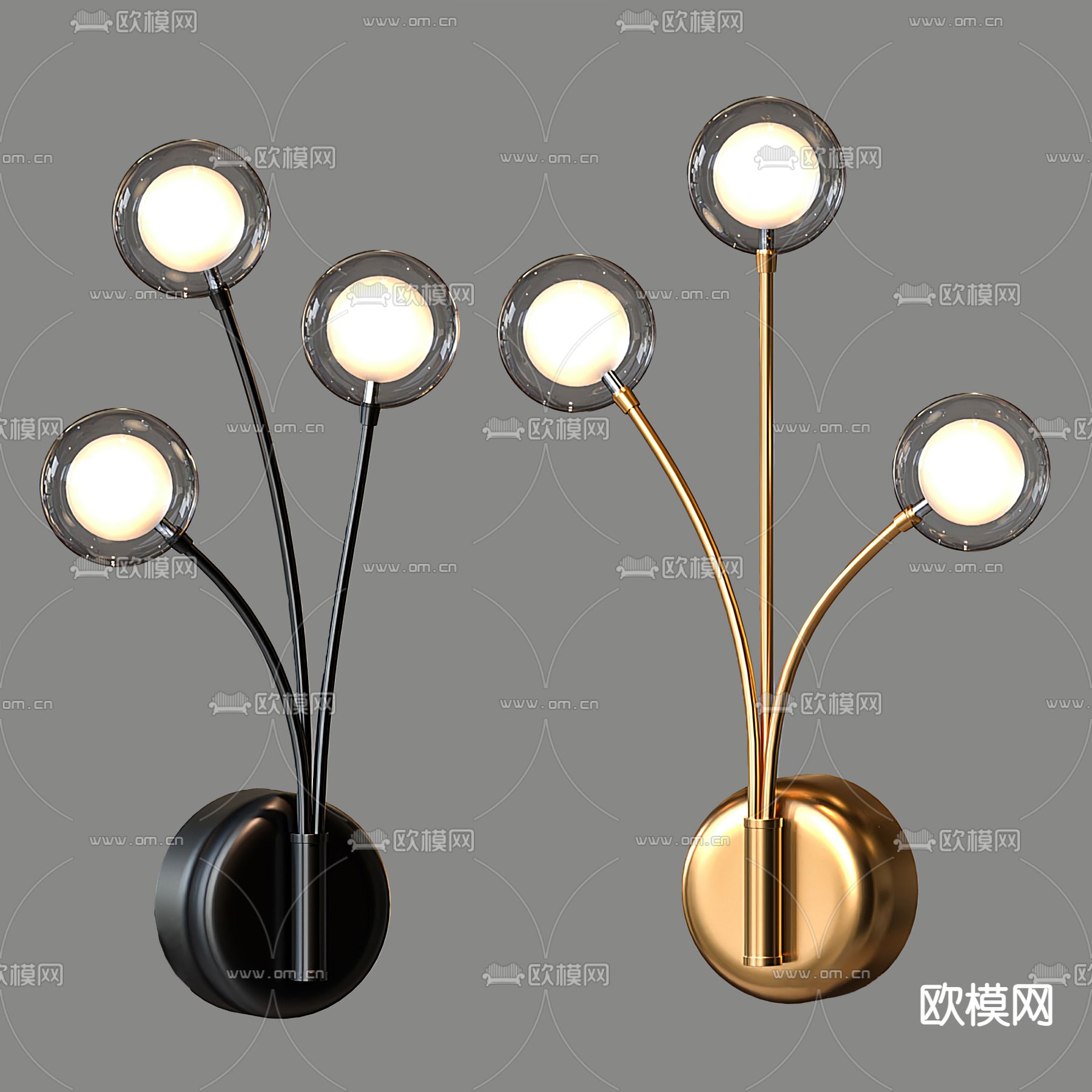 现代金属壁灯3d模型下载