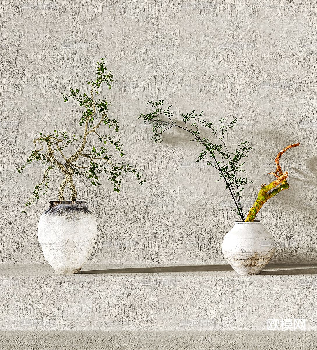 侘寂盆栽3d模型下载（渲染图2）