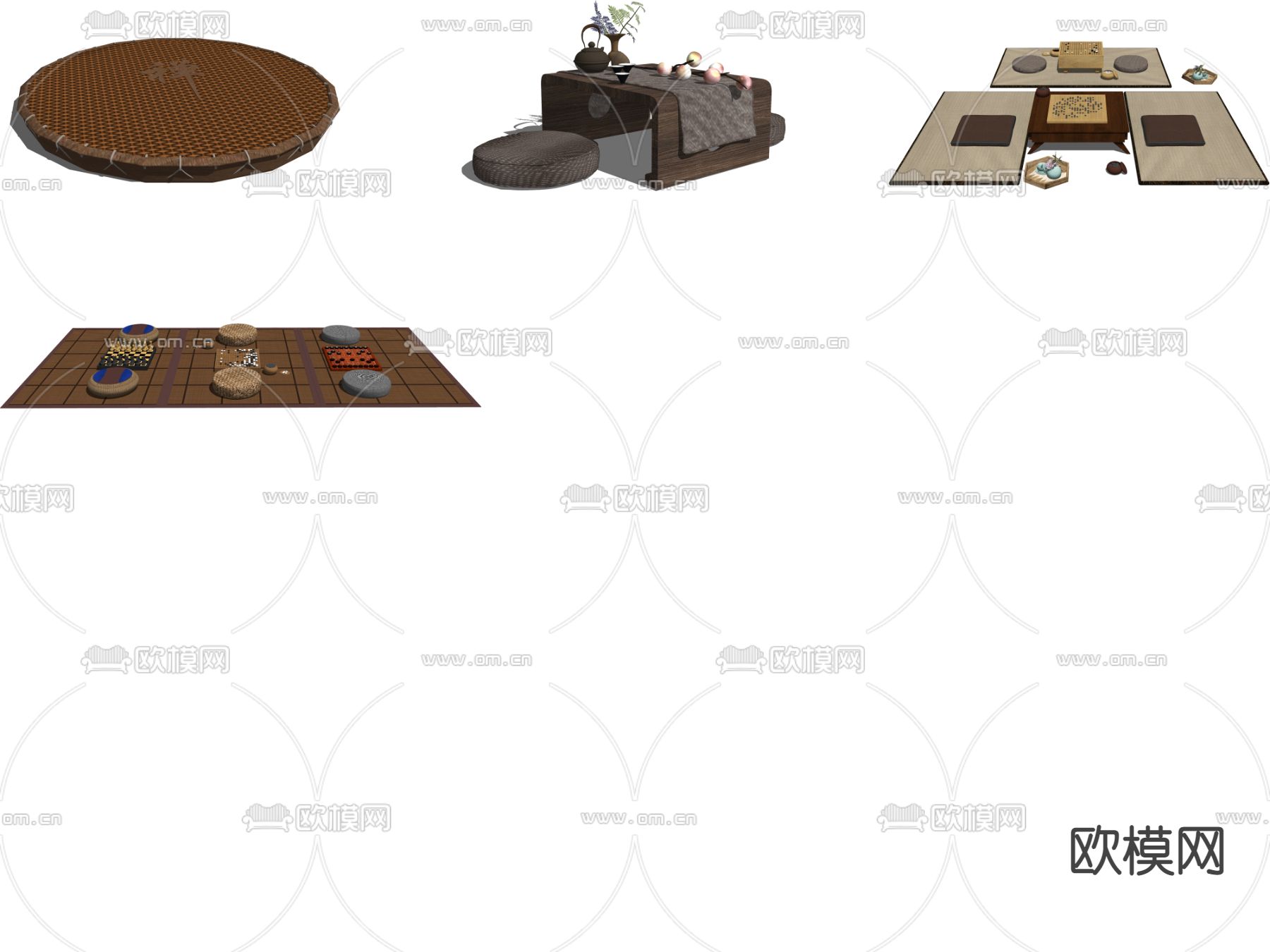 日式蒲团坐垫su模型下载（渲染图2）