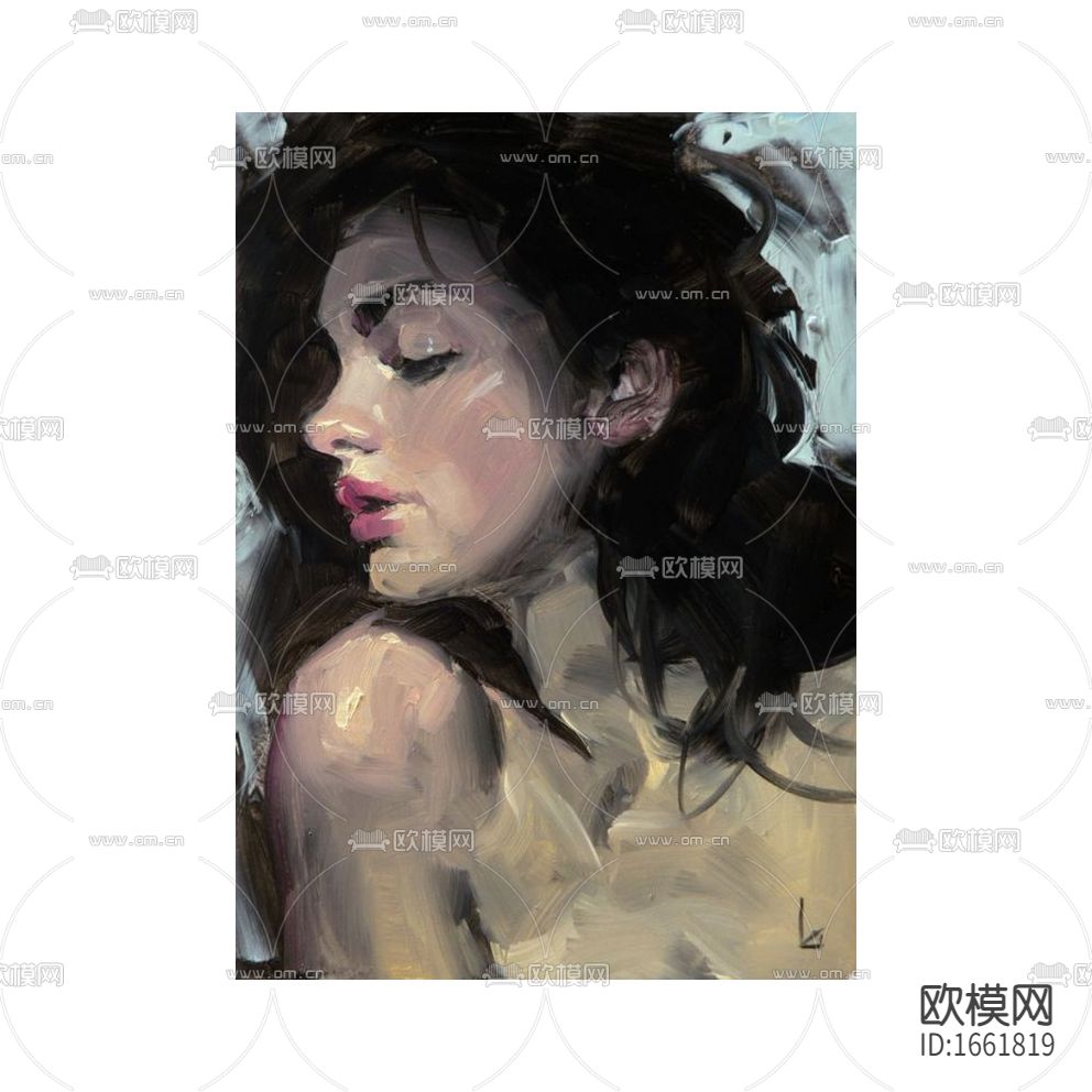 现代轻奢创意女性人像油画下载