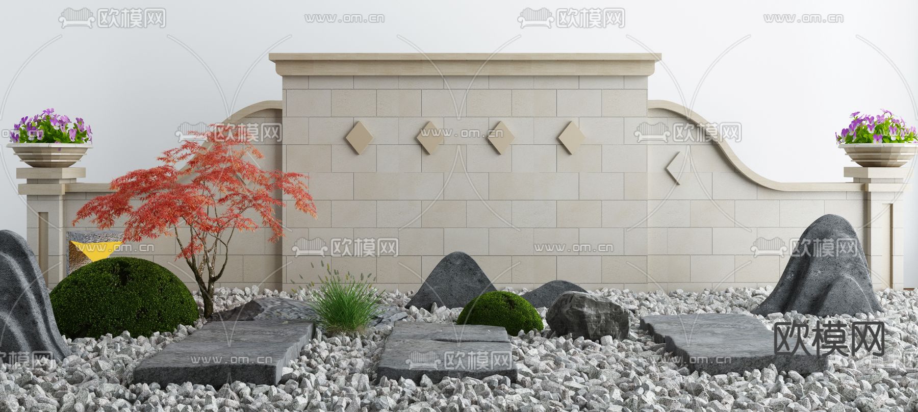 简欧枯山石园艺小品3d模型下载