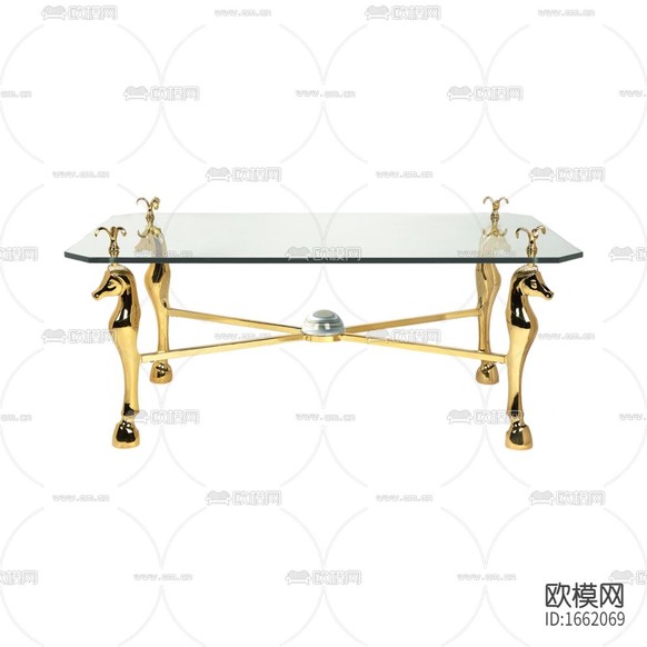 現(xiàn)代輕奢不銹鋼海馬玻璃餐桌下載