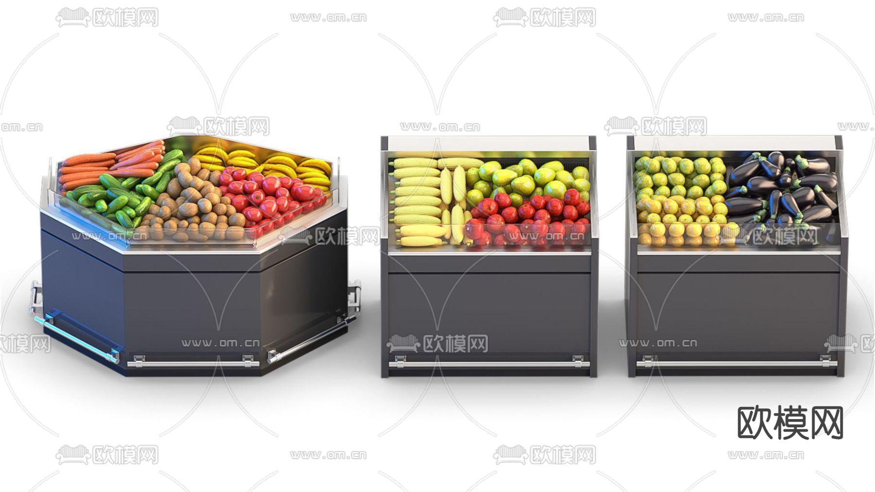 现代水果蔬菜货架3d模型