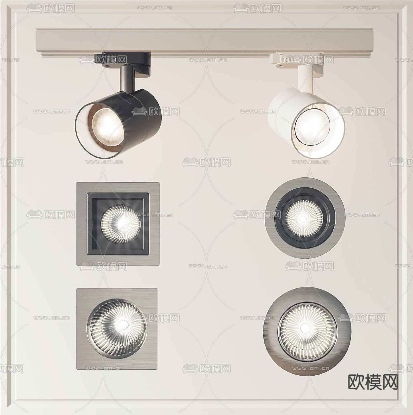 现代筒灯射灯3d模型