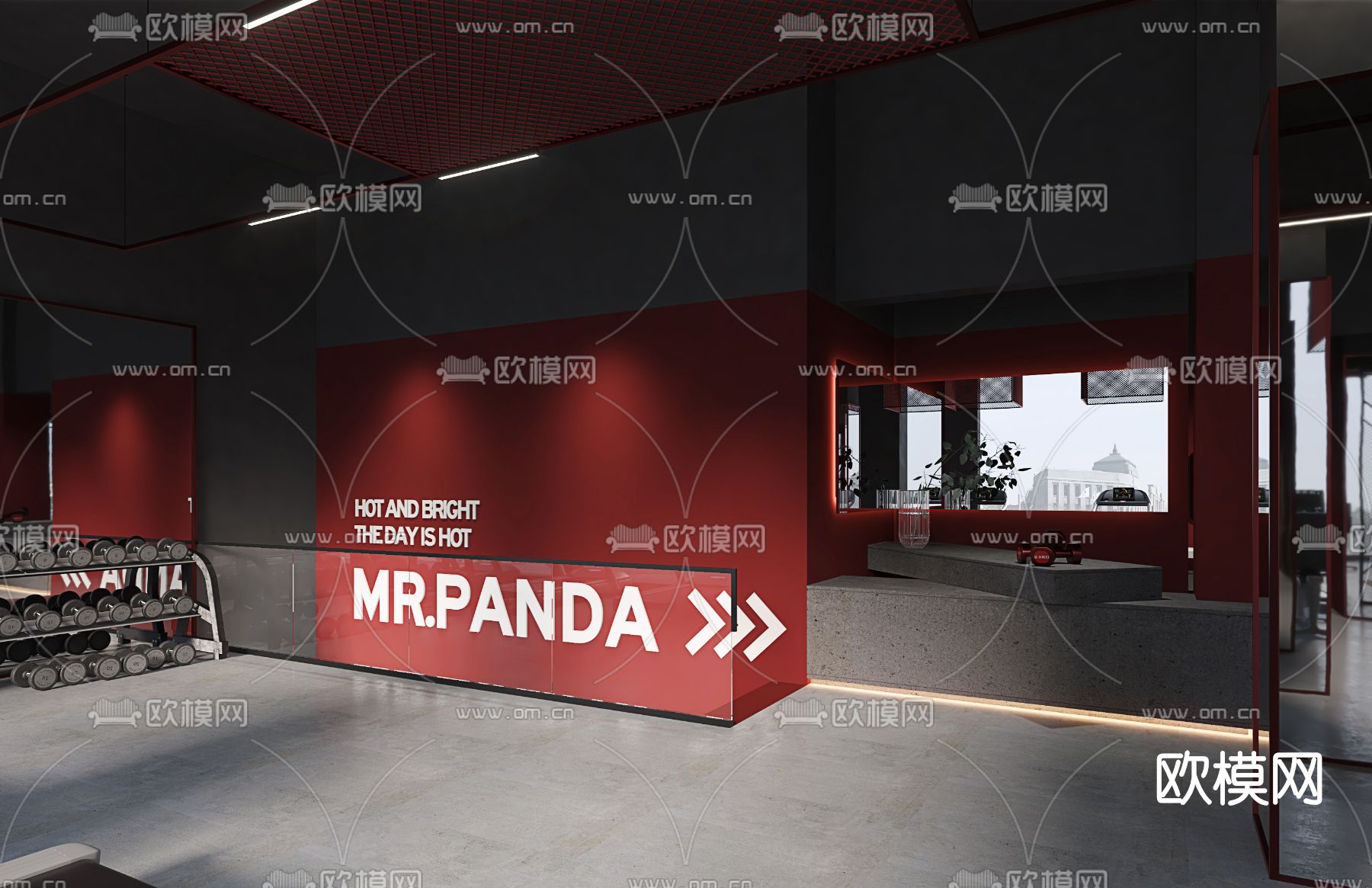 工业风健身房3d模型