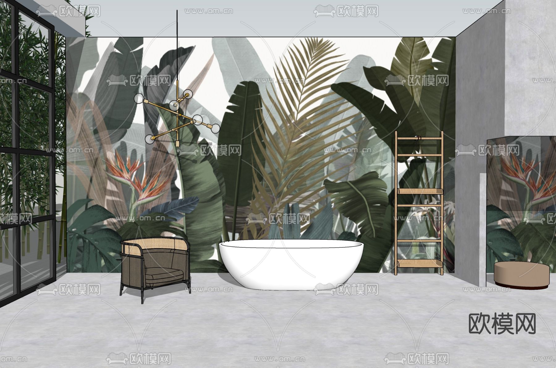 现代休闲椅浴缸su模型下载